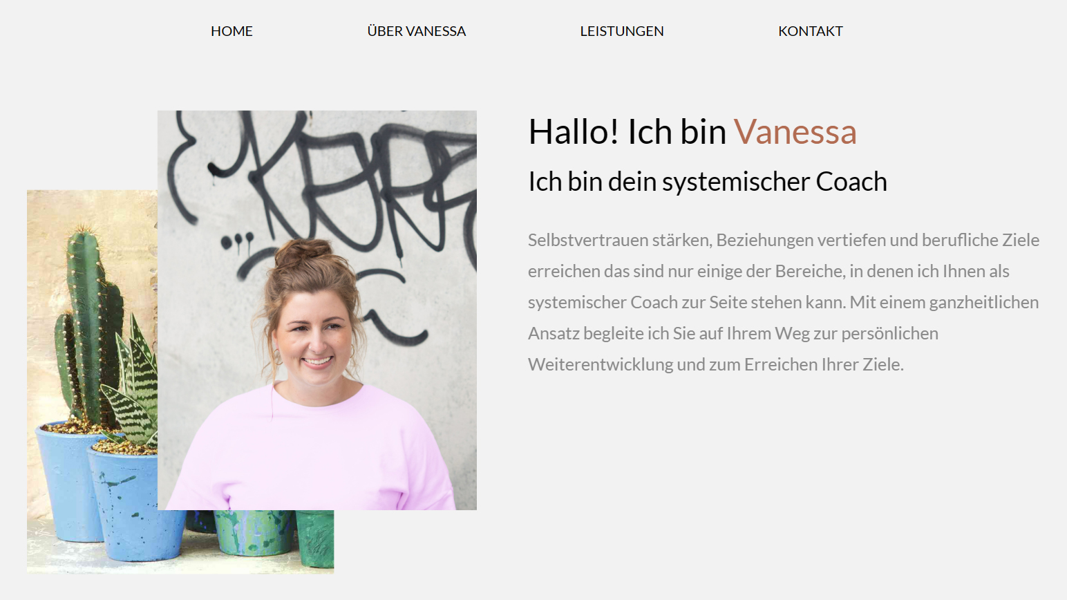 Screenshot der Webseite von Vanessa Gunia